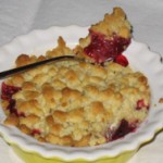 Crumble poires framboises et chocolat blanc