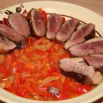 Magret de canard aux poivrons