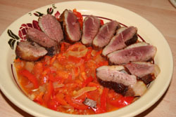 Magret de canard aux poivrons