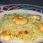 Spaghettis aux crevettes et au curry