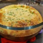 Clafoutis au jambon, petits pois et boursin